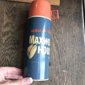 Maxwell house blue teal vintage thermos
